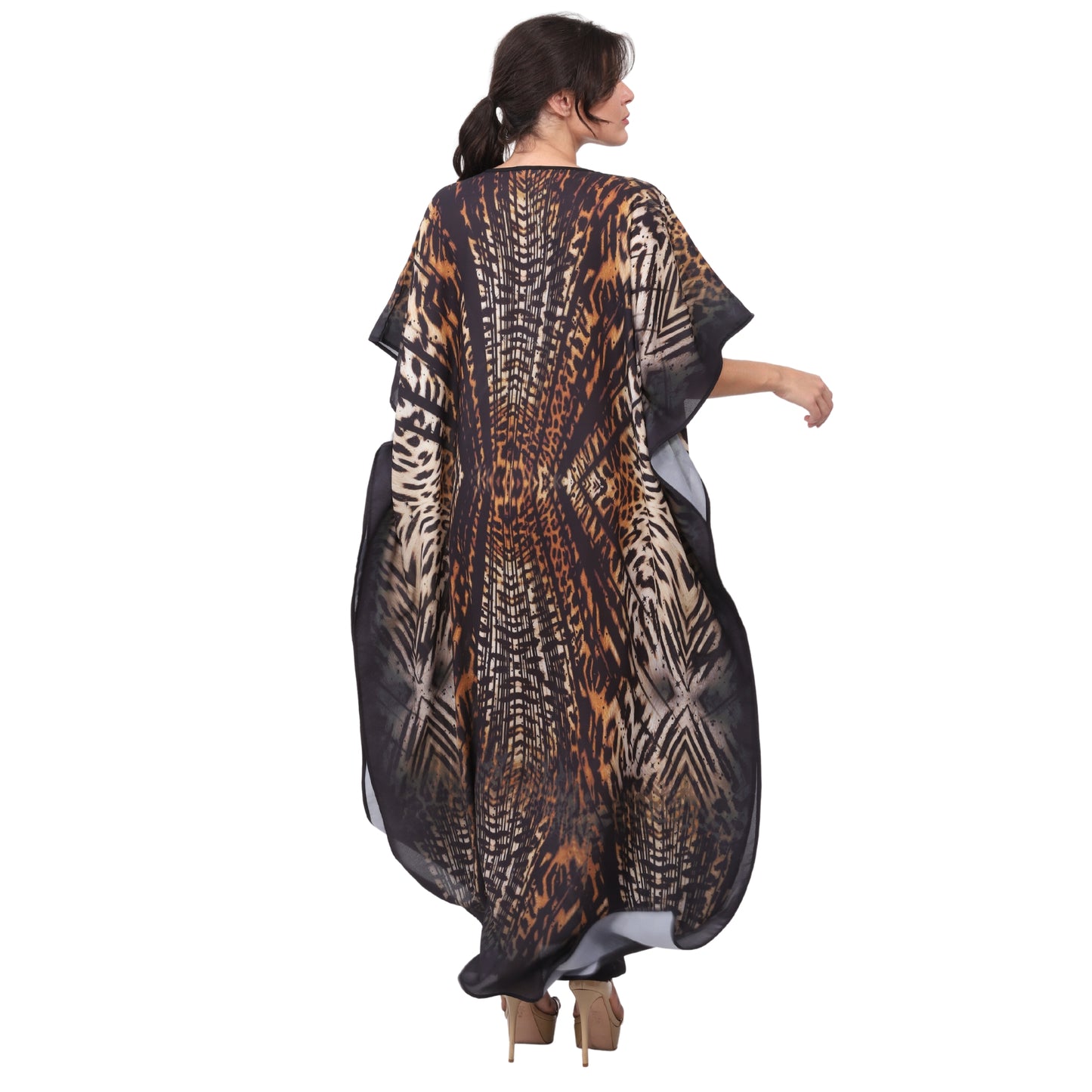 KAFTAN VESTIDO longa BIXUGRILLO estampada Leopardo preto