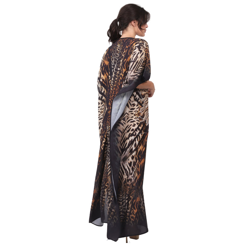 KAFTAN VESTIDO longa BIXUGRILLO estampada Leopardo preto