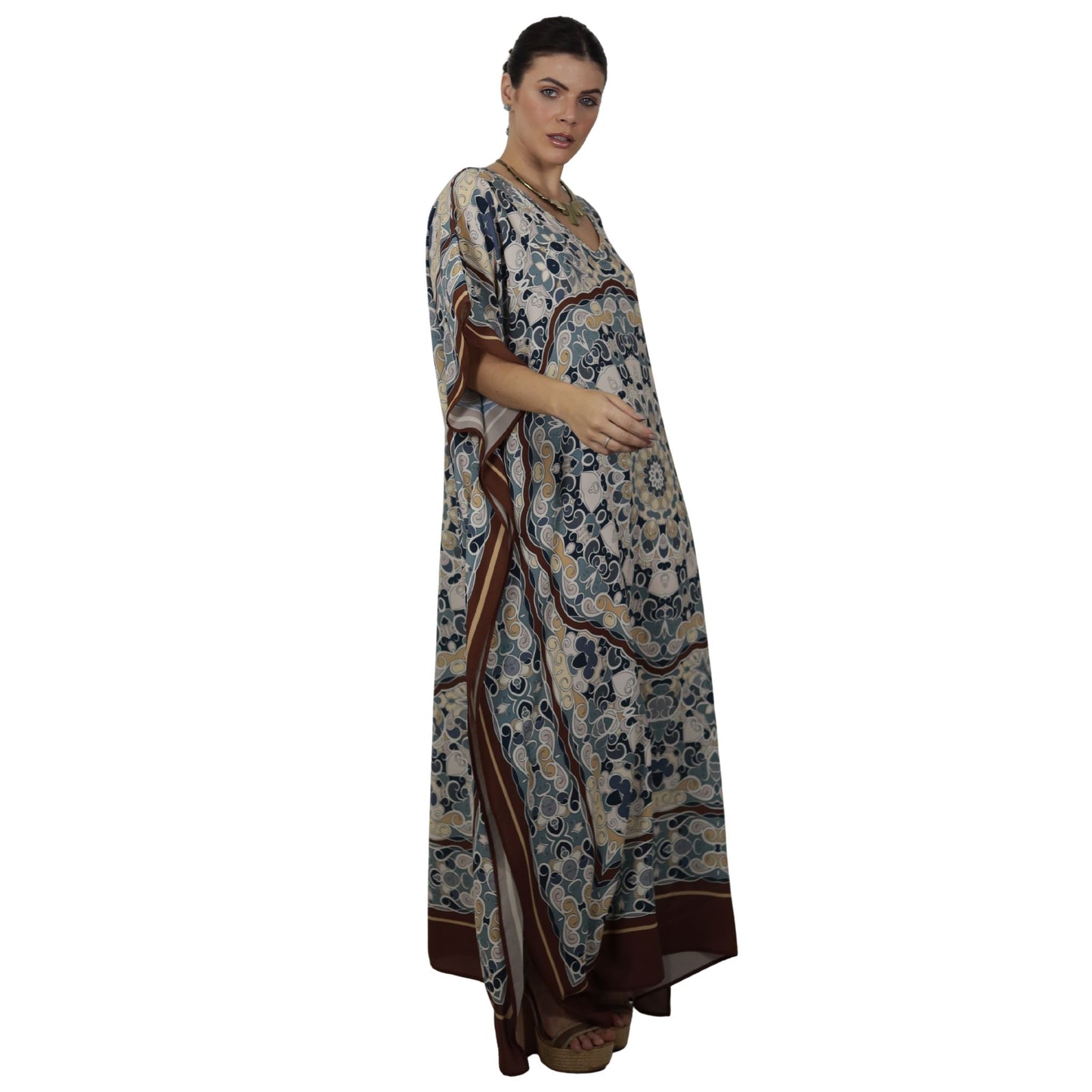 Kaftan Longa estampada Bixugrillo Ladrilhos