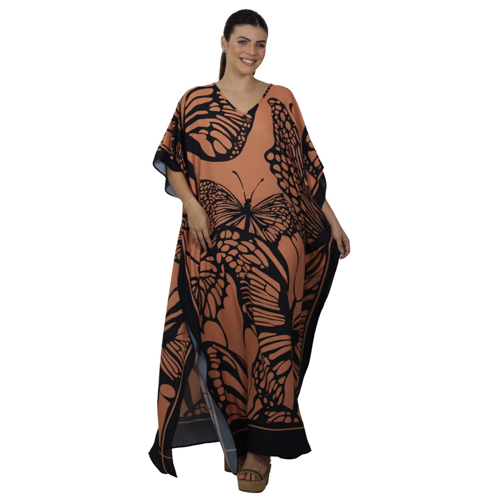 Kaftan Longa estampada Bixugrillo Borboleta Preta