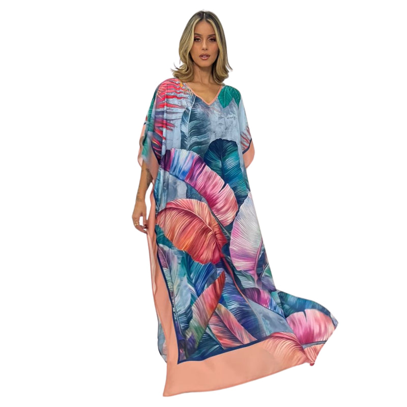 Kaftan vestido longa estampada Mauí