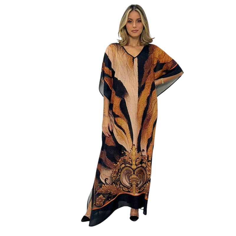 Kaftan vestido longa estampada Skin arabesco