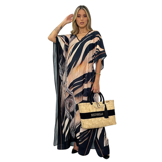 Kaftan Longa estampada Bixugrillo Olho
