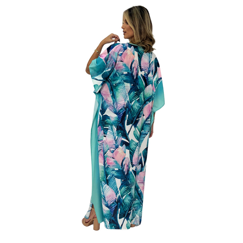 Kaftan Longa estampada Bixugrillo Banana Blue