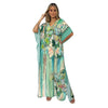 Kaftan Longa estampada Bixugrillo Verde Aquarela