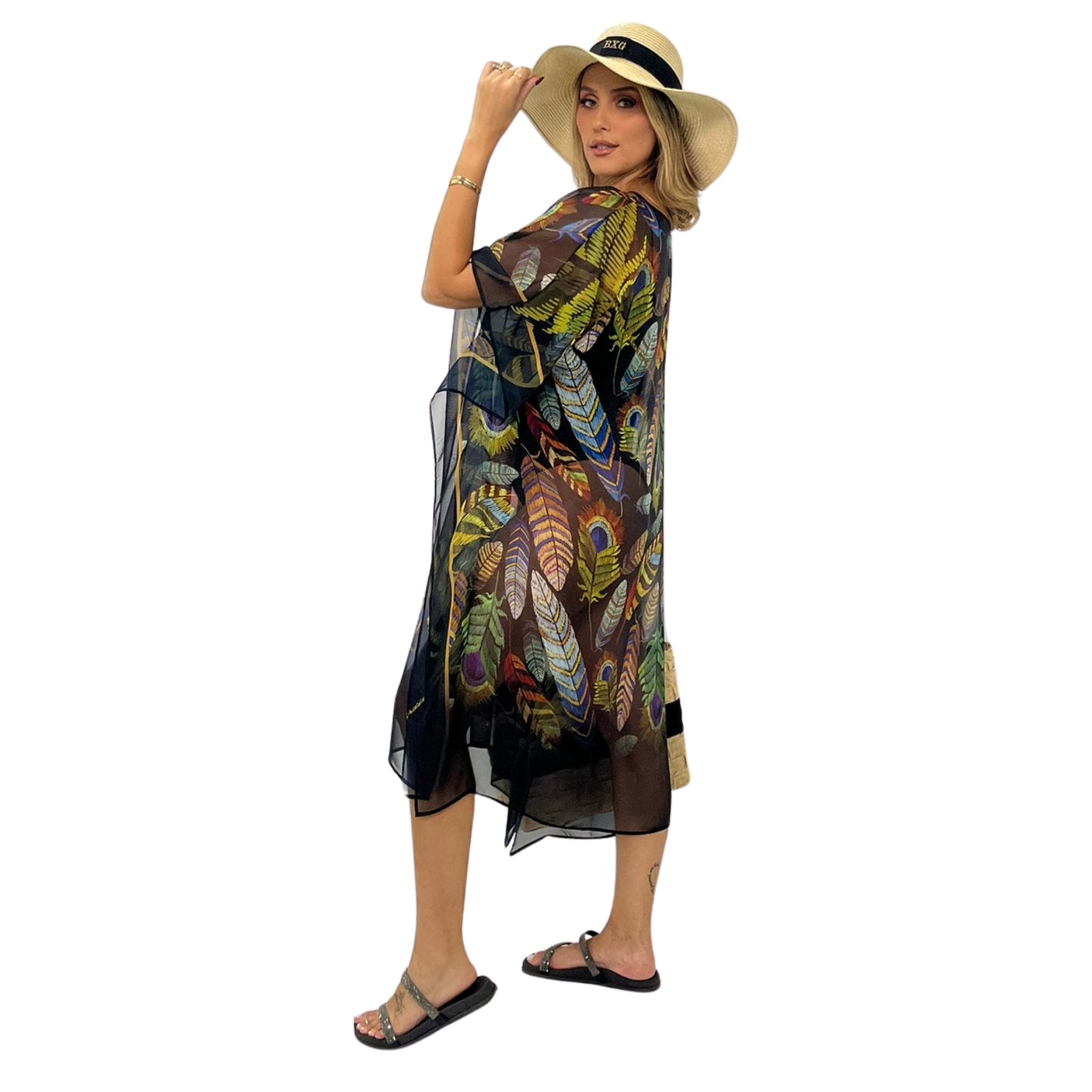 Kaftan CURTA estampada Bixugrillo Penas Black