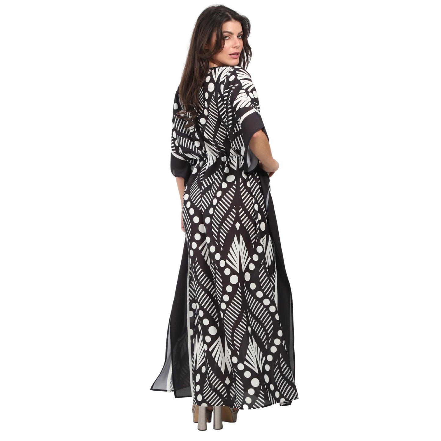 Kaftan Longa com cintura ajustável Painel