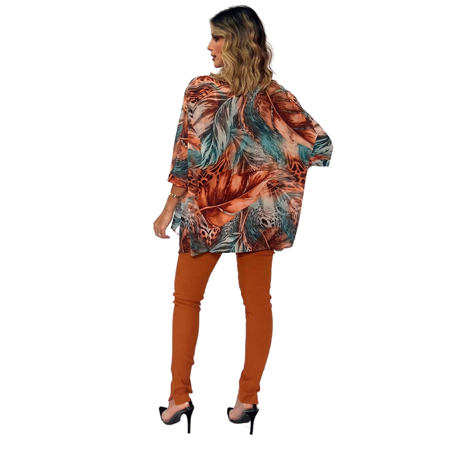 Blusa manga morcego estampada Nambia