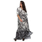 Kaftan vestido longa estampada Coqueiros preto e branco
