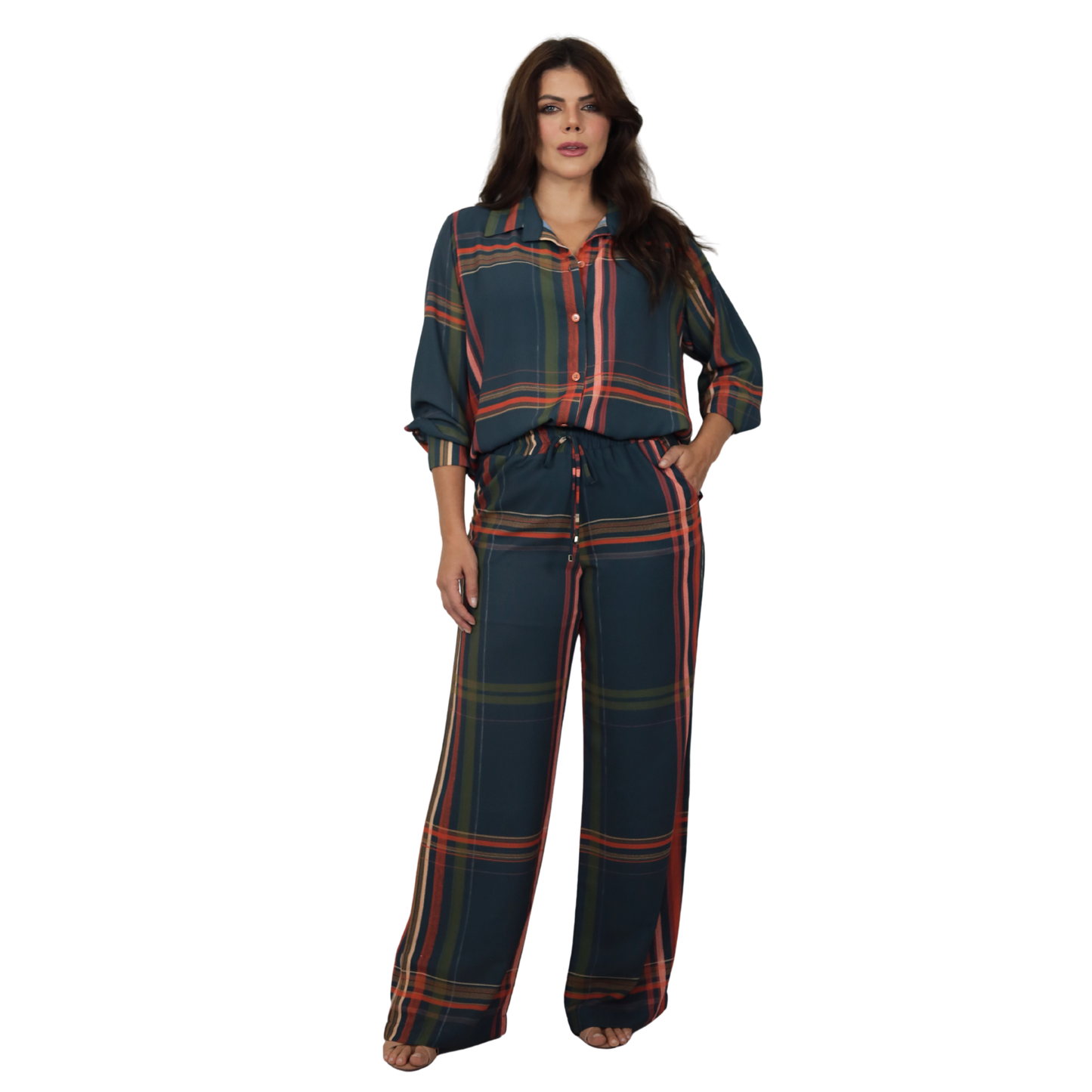 Conjunto 2pçs Camisão e Pantalona BIXUGRILLO estampado Xadrez Escossês