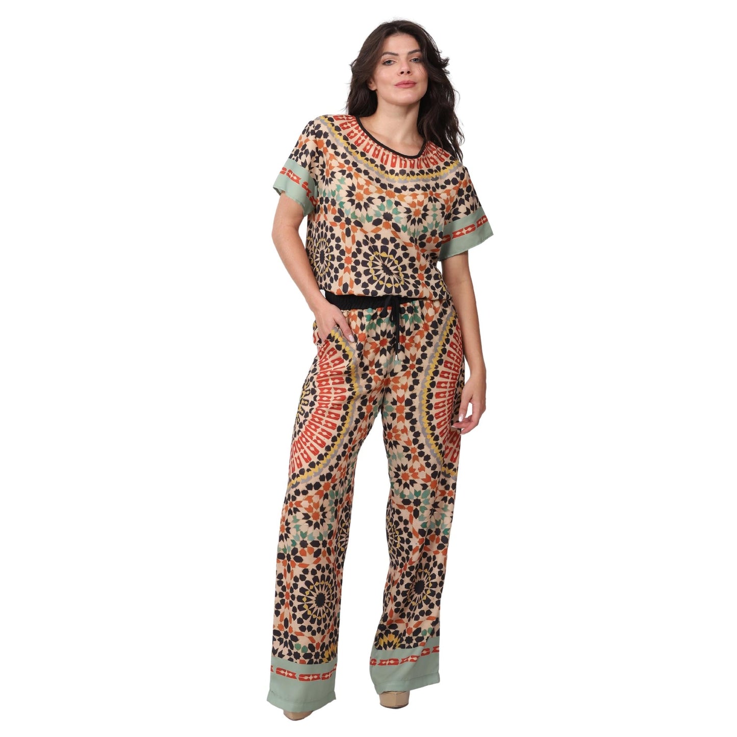 Blusa decote redondo manga curta Mandala