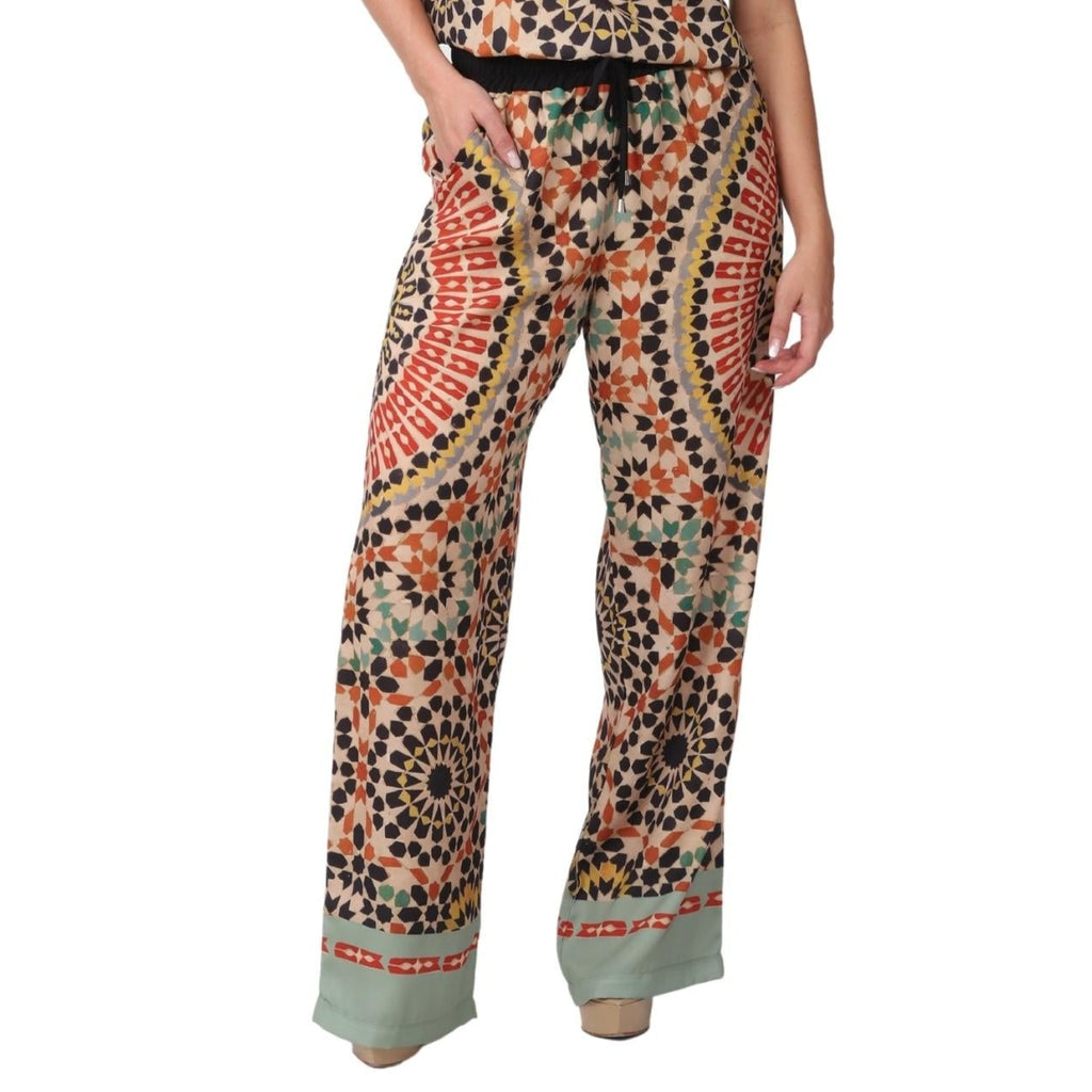 Calça pantalona BIXUGRILLO estampada Mandala