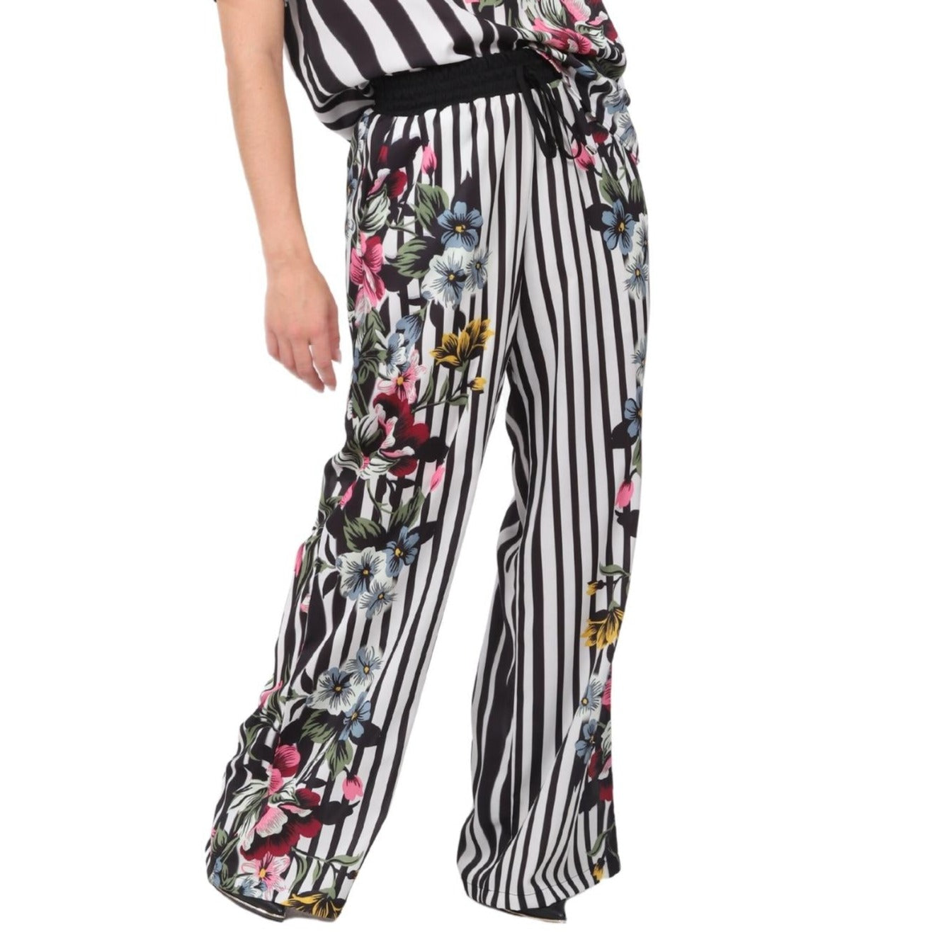 Calça pantalona BIXUGRILLO estampada Zebra Floral