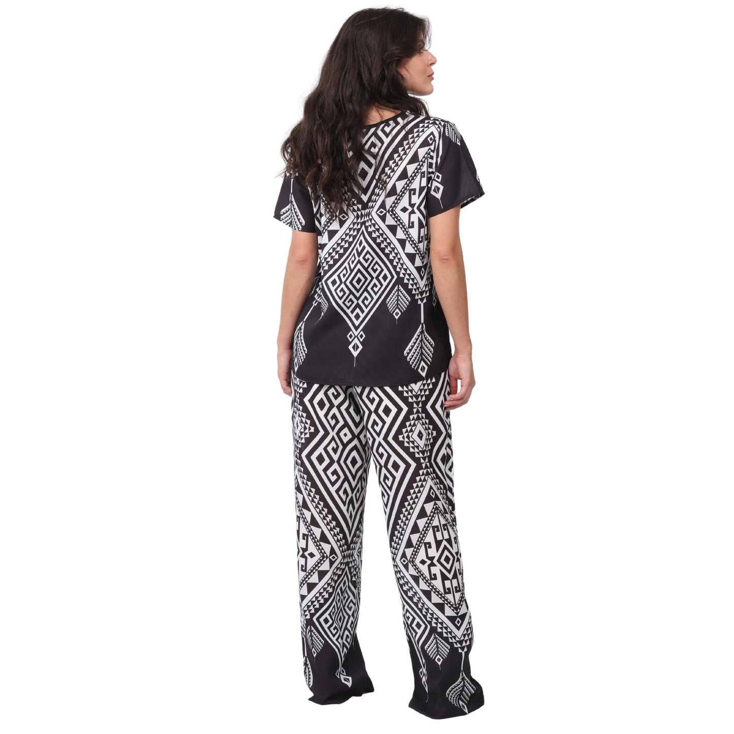 Calça pantalona BIXUGRILLO estampada Tribal P&B