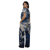 Conjunto Blusa e Pantalona BIXUGRILLO estampada Folhas Azuis