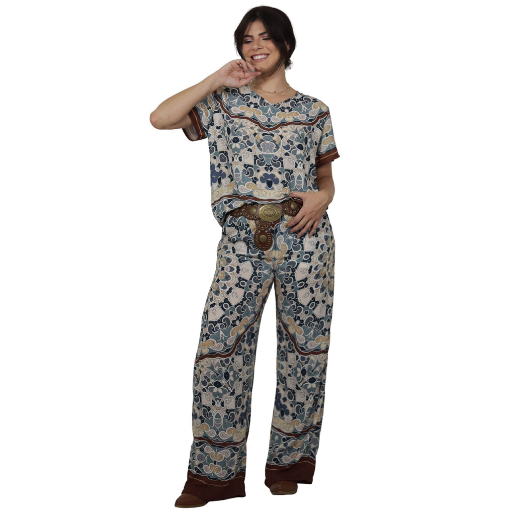 Conjunto Blusa e Pantalona BIXUGRILLO estampada Ladrilhos