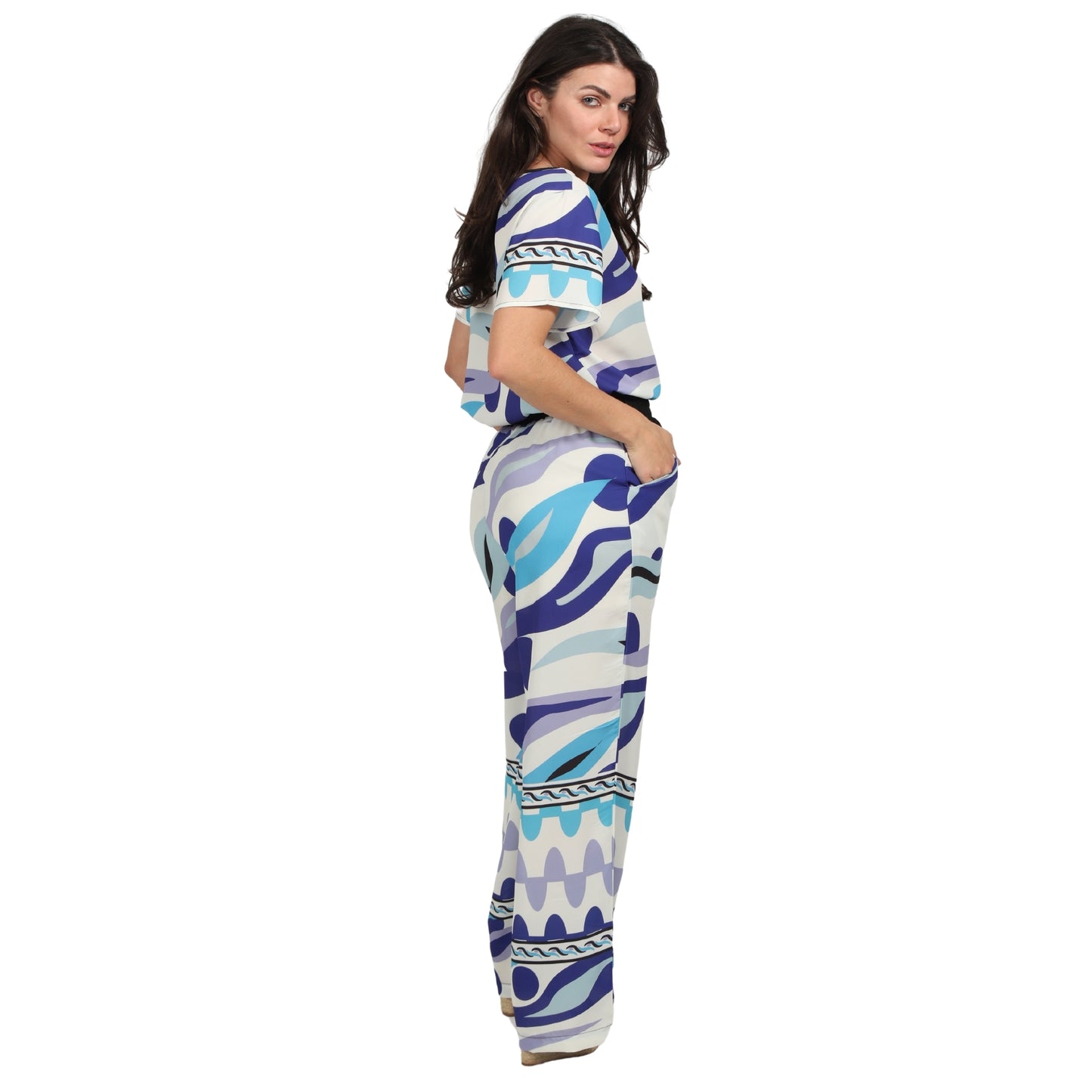 Calça pantalona BIXUGRILLO estampada Aquário