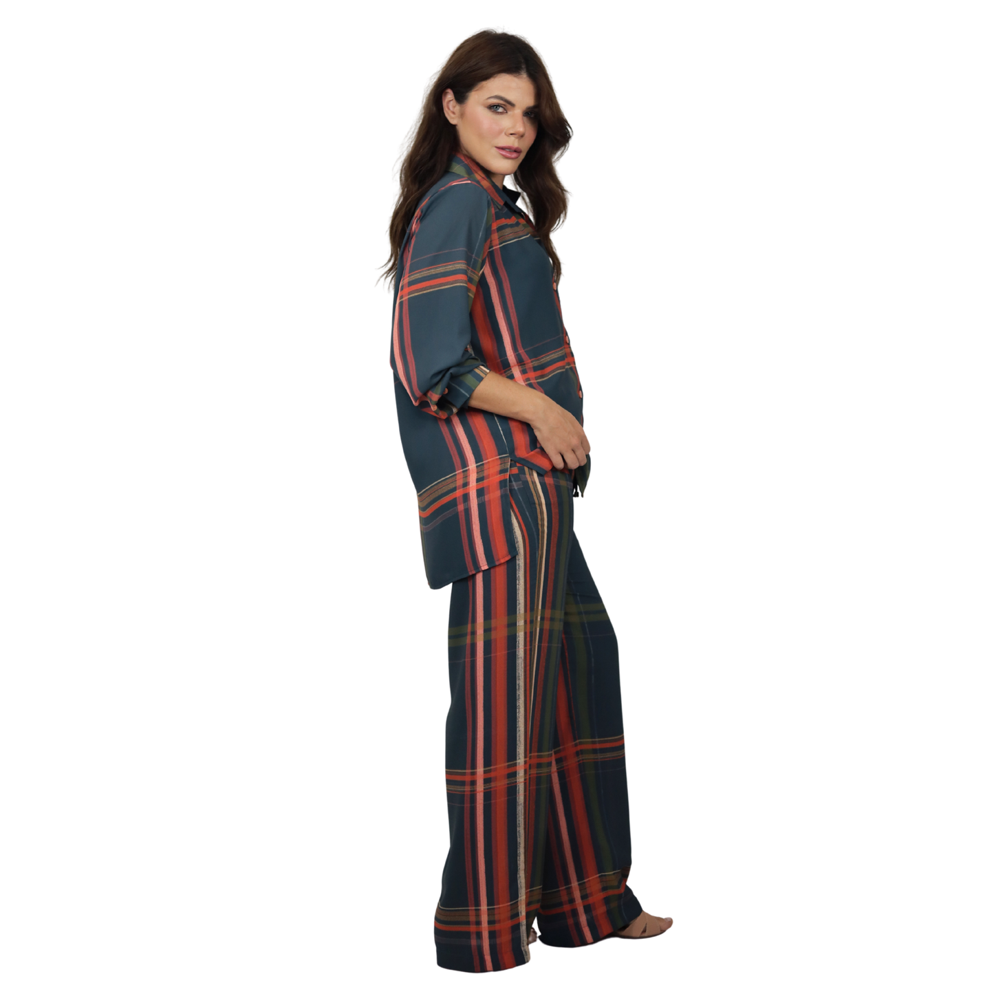 Conjunto 3pçs Camisão, Regata e Pantalona BIXUGRILLO estampado Xadrez Escocês