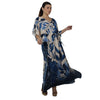 Kaftan Longa com ajunte na cintura, estampada Bixugrillo Folhas Azuis
