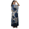 Kaftan Longa com ajunte na cintura, estampada Bixugrillo Folhas Azuis