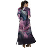 Kaftan Longa com ajunte na cintura, estampada Bixugrillo Folhas Vinho