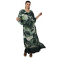 Kaftan Longa com ajunte na cintura, estampada Bixugrillo Folhas Verdes
