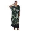 Kaftan Longa com ajunte na cintura, estampada Bixugrillo Folhas Verdes