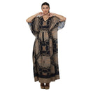 Kaftan Longa com ajunte na cintura, estampada Bixugrillo Correntes Marron