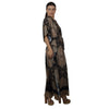 Kaftan Longa com ajunte na cintura, estampada Bixugrillo Correntes Marron