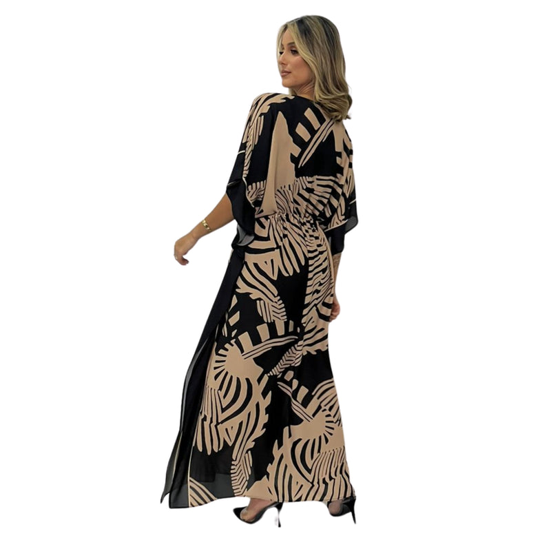 Kaftan Longa com cintura ajustável Tuka black