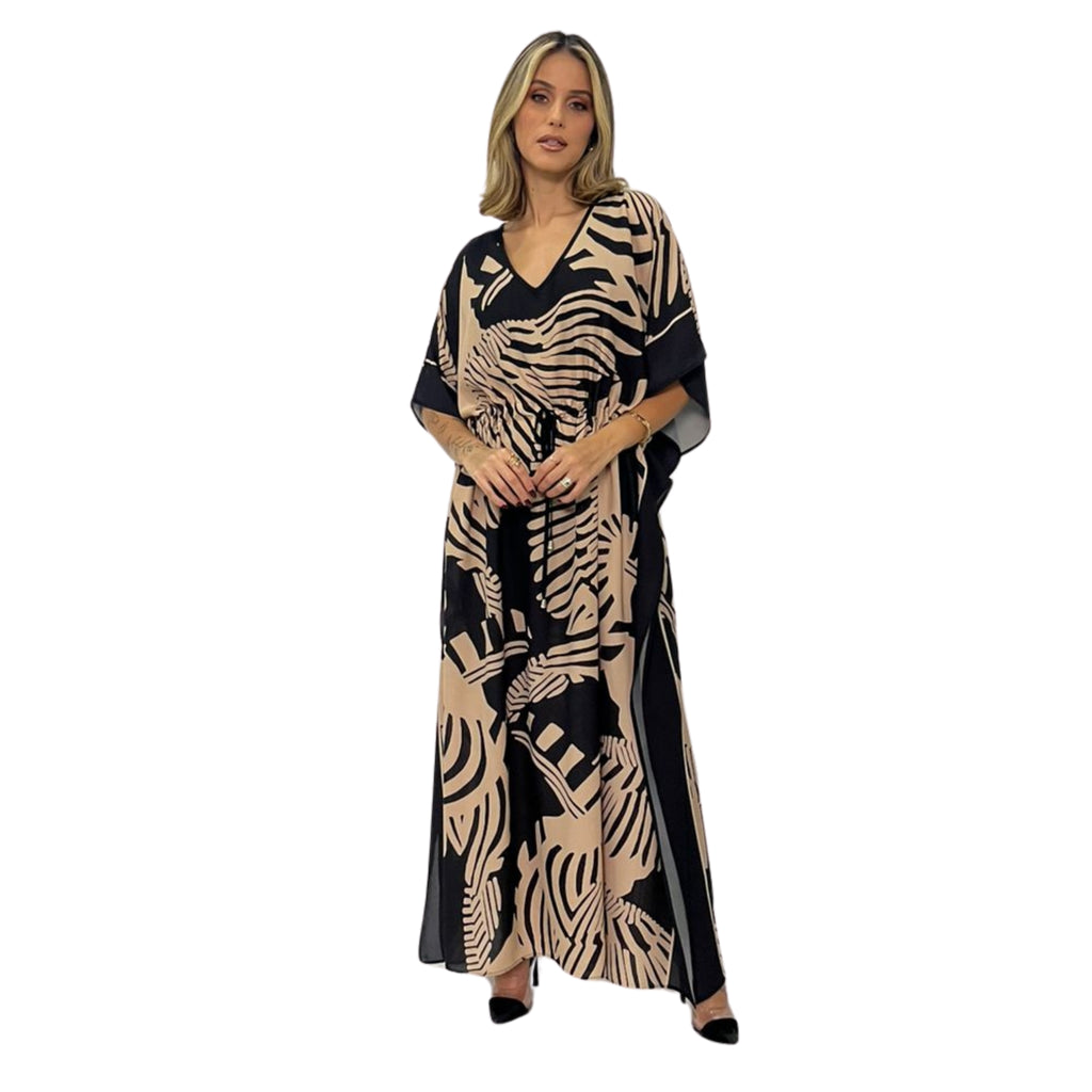 Kaftan Longa com cintura ajustável Tuka black