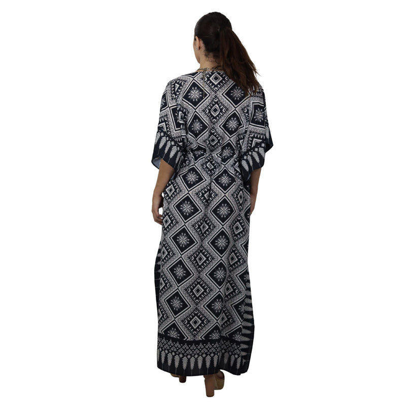 Kaftan Longa com ajunte na cintura, estampada Bixugrillo quadriculado