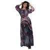 Vestido Longo Boho Chic BixugriLLO estampado Ondas roxeadas
