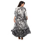 Kaftan vestido longa estampada Coqueiros preto e branco