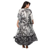 Kaftan vestido longa estampada Coqueiros preto e branco