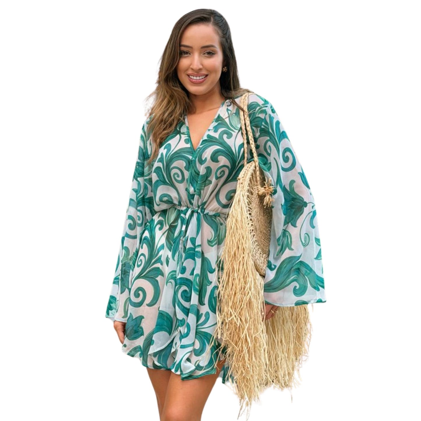 kaftan curto GGT toque de Seda de  Bixugrillo estampado POSITANO