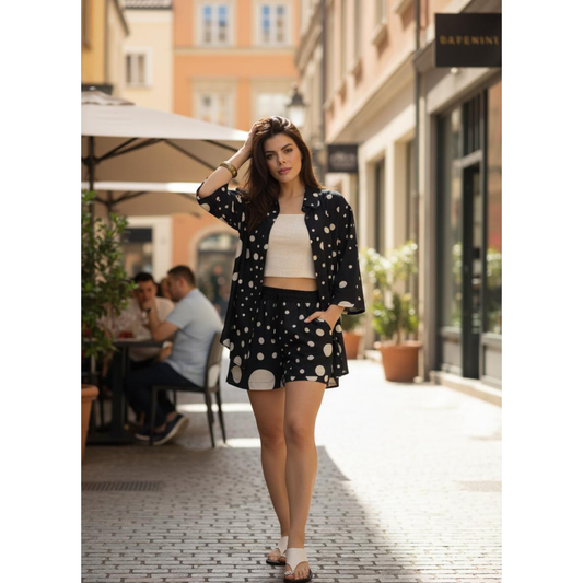 Conjunto 02 PÇS Camisão e Short BIXUGRILLO estampado Poá