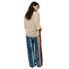 Conjunto 2pçs Camisão bege e Pantalona BIXUGRILLO estampado listras aquareladas