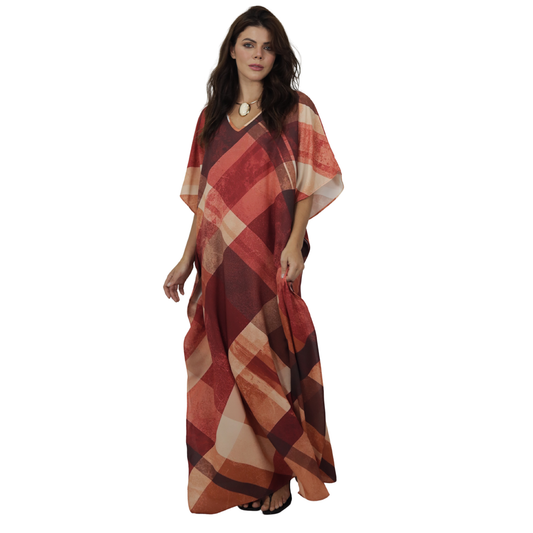 Kaftan Longa Feminina em GGT Toque de Seda | Estampa Exclusiva BIX.G | Tamanho Único
