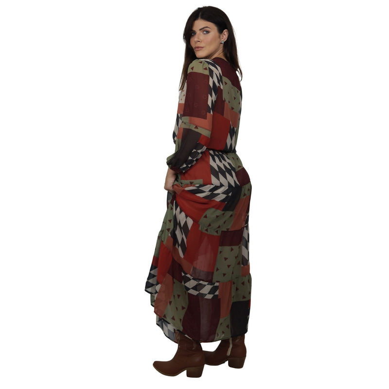 Blusa Decote "V" manga 3/4 BIXUGRILLO estampada