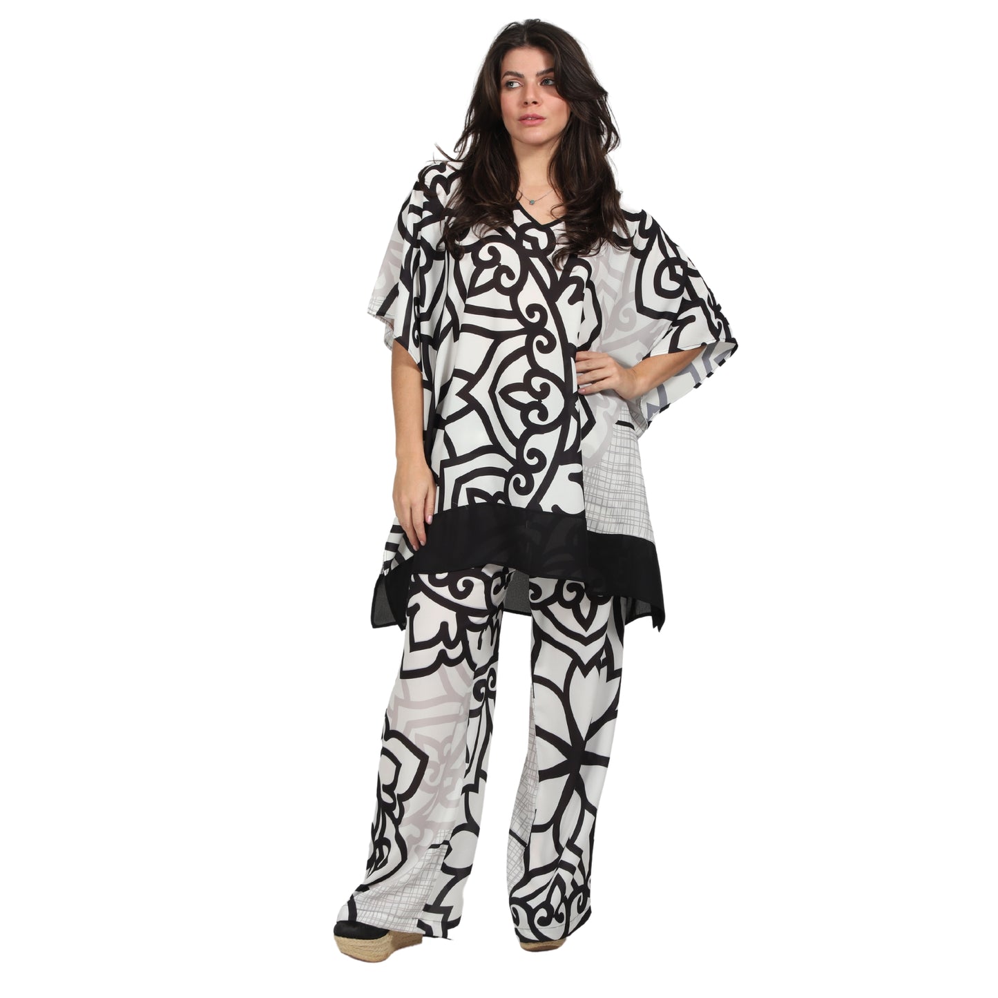 Calça pantalona BIXUGRILLO estampada Mandala duo