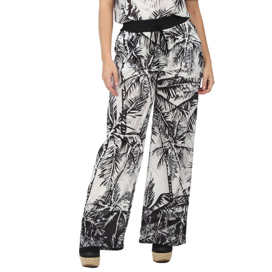 Calça pantalona BIXUGRILLO estampada Coqueiro PeB