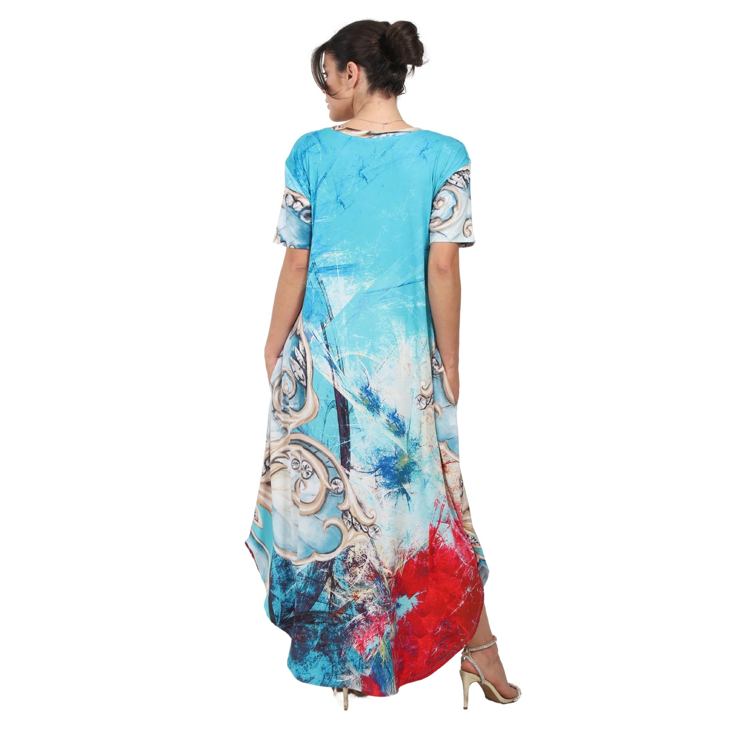 Vestido midi malha Bixugrillo estampado Borbo cristal