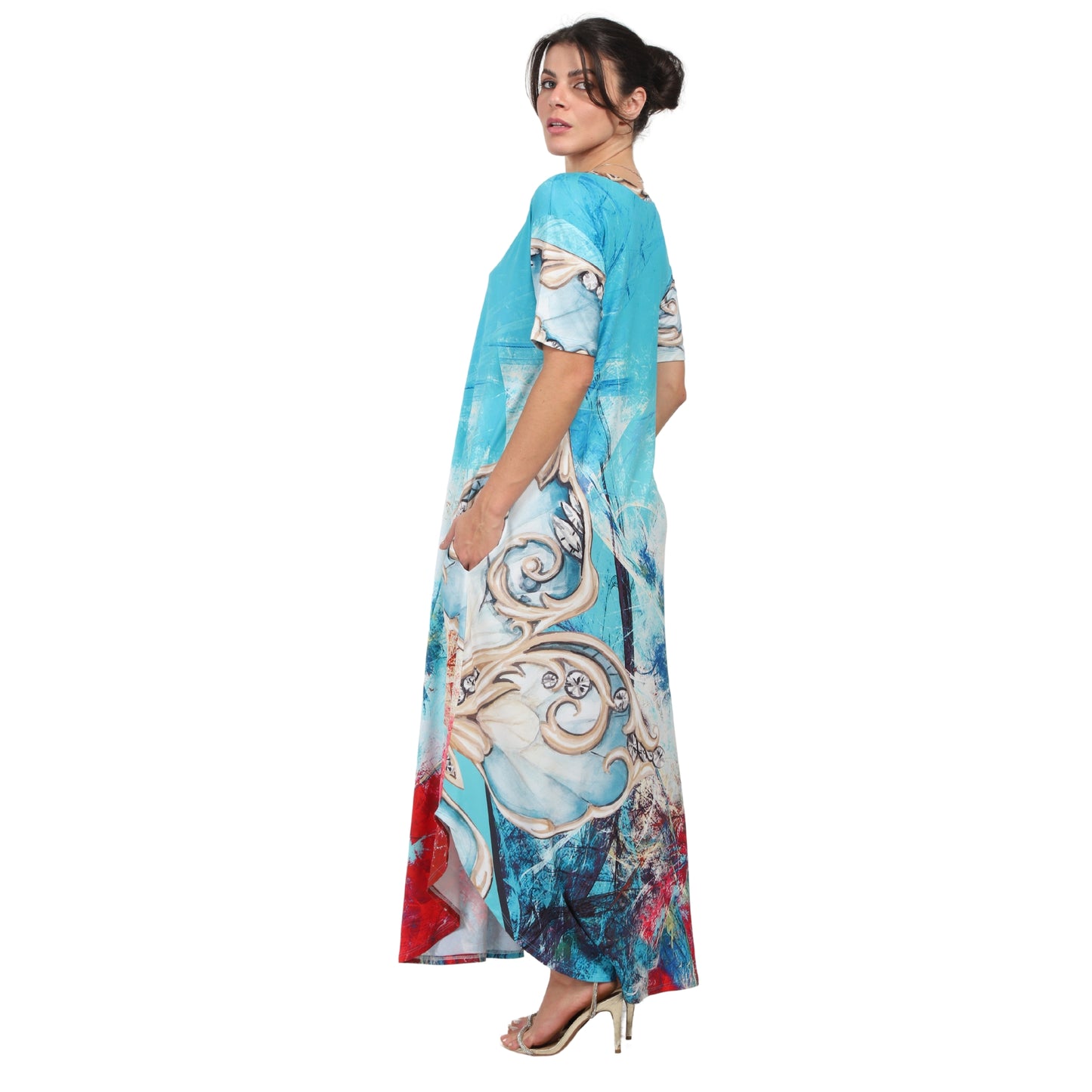 Vestido midi malha Bixugrillo estampado Borbo cristal