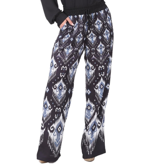 Calça pantalona BIXUGRILLO estampada Tribal azul