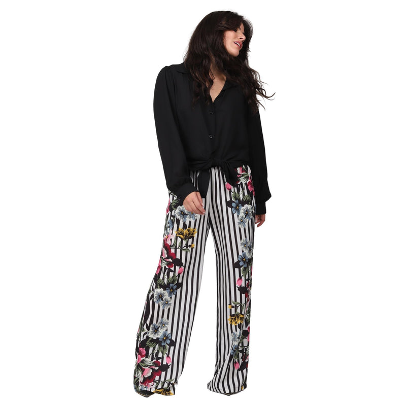Calça pantalona BIXUGRILLO estampada Zebra Floral