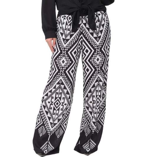 Calça pantalona BIXUGRILLO estampada Tribal P&B