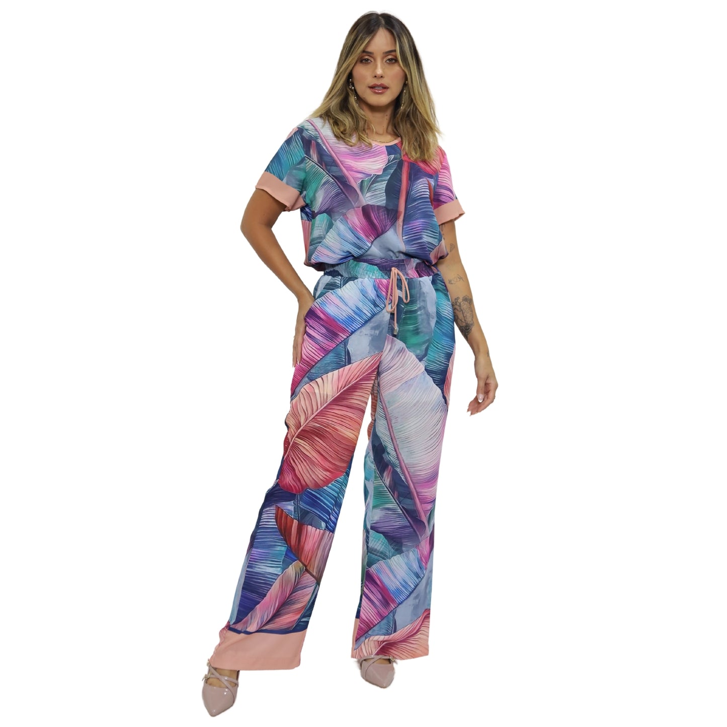 Conjunto Blusa e Pantalona BIXUGRILLO estampada Maui