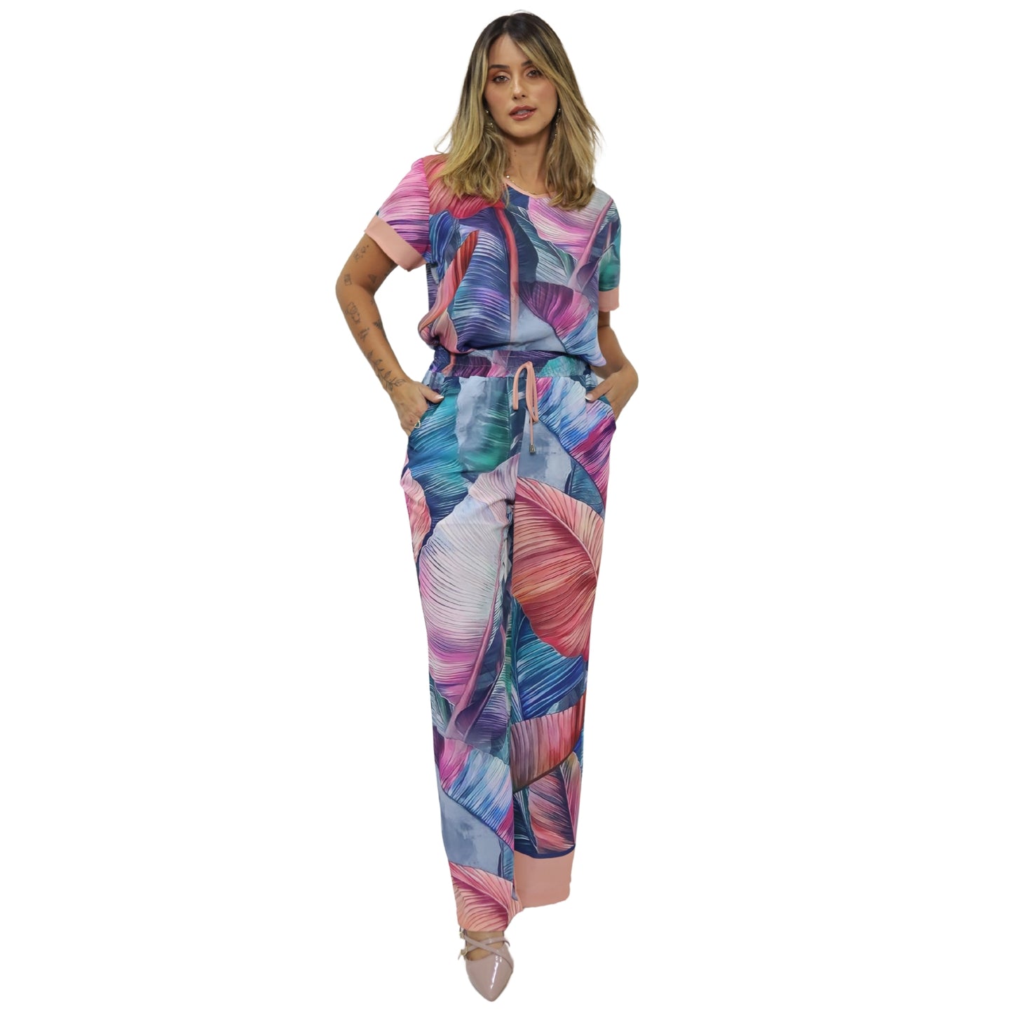 Conjunto Blusa e Pantalona BIXUGRILLO estampada Maui