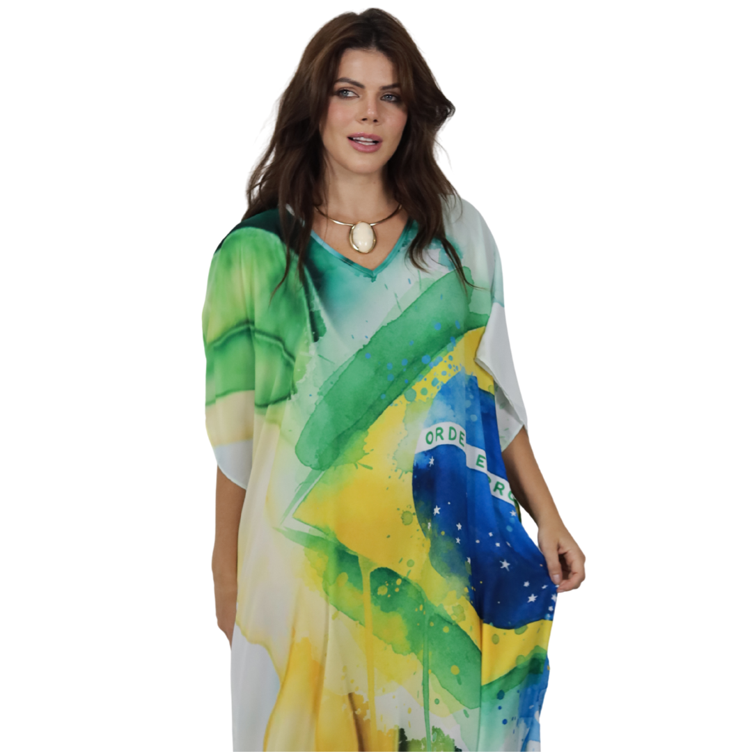 Kaftan Longa estampada Bixugrillo COPA BRASIL